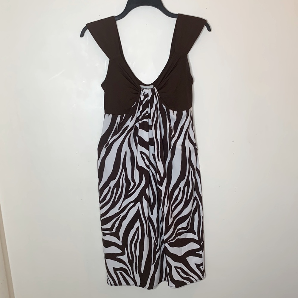 Brown & White Size 6 Animal Print Dress